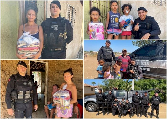 Entrega de brinquedos, guloseimas, laticínios e cestas básicas