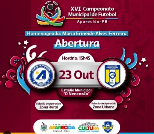 Partida entre Seleção da Zona Rural e Seleção da Zona Urbana será a abertura do XVI Campeonato Municipal de Futebol de Aparecida 