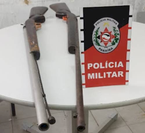 Espingardas apreendidas pela PM na cidade de Sousa