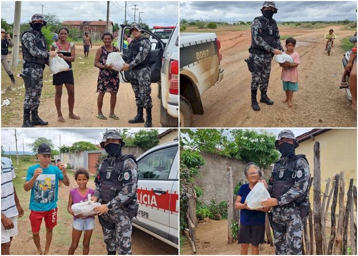 Entrega de gêneros alimentícios recebidos durante a Operação PM Solidária
