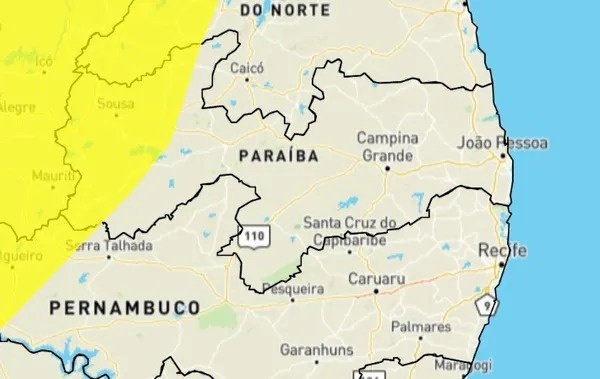 Alerta emitido pelo inmet