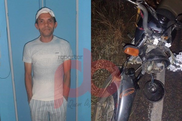 Imagem da vítima e da moto envolvida no acidente na PB 359, próximo a Aparecida 