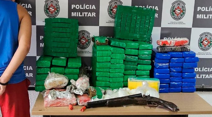 Vasta quantidade de drogas apreendidas em ação da PM, na PB