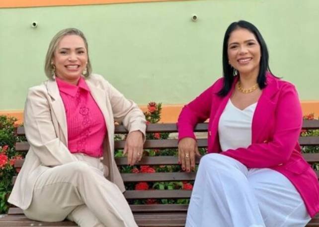 Joana D´Arc Rodrigues Bandeira, candidata eleita a vice-prefeita e de Leonel Soares de Souza Moura