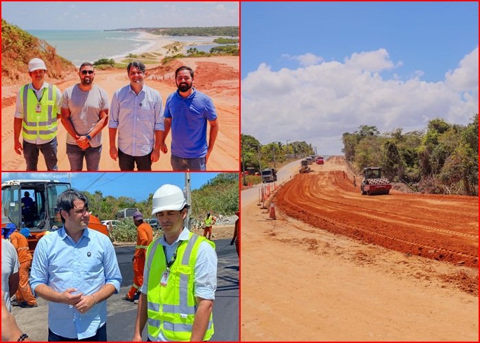 Leo Bezerra em visita obras da Orla Sul