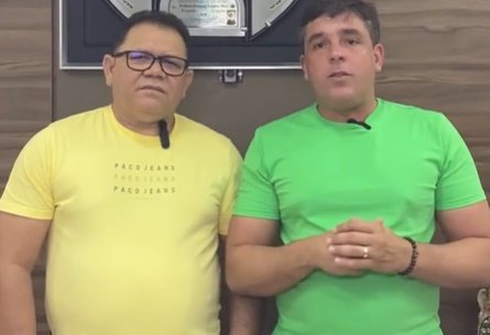 Prefeito eleito Evilásio Formiga Lucena Neto (conhecido como Neto de Coraci) e o vice Gilberto Sulpino de Sá
