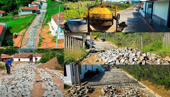 Obras de calçamento na comunida de de Extrema, em Aparecida 