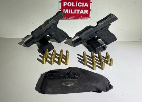 Armas de fogo apreendidas em ação da Polícia Militar