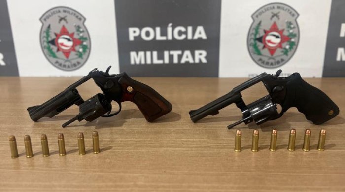 Armas de fogo apreendidas em ação da Polícia Militar