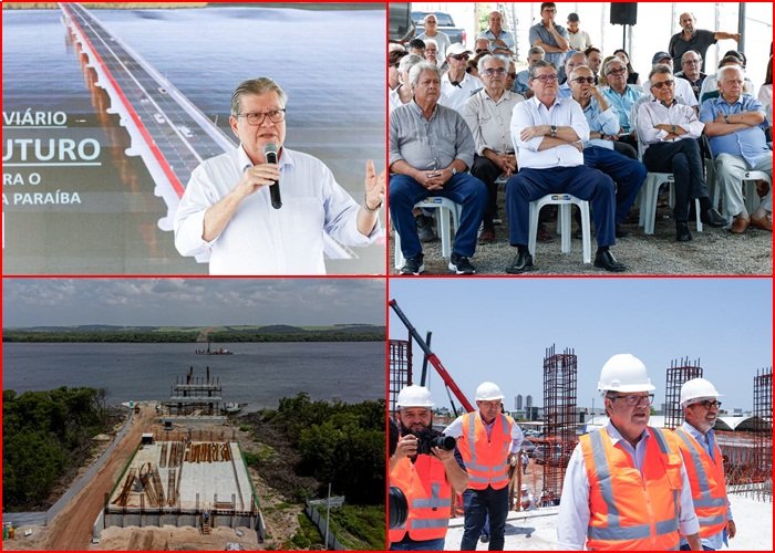 João Azevêdo inspecionando a obra da Ponte do Futuro