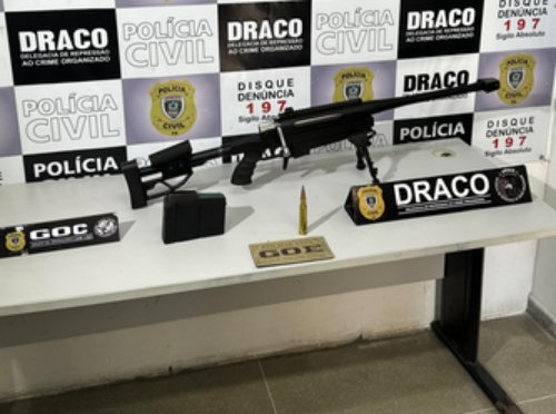Fuzil apreendido em ação da Polícia Civil