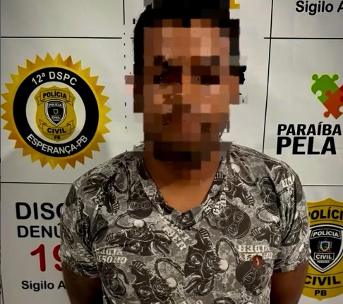 Imagem desfocada do suspeito de tráfico de drogas preso pela Polícia Civil em Remígio