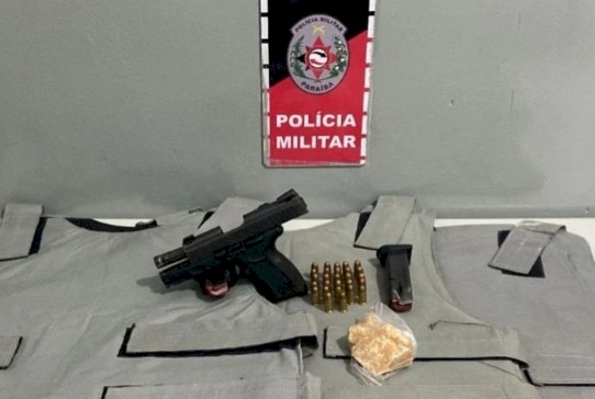 Pistola e crack apreendido pela polícia militar em Santa Rita
