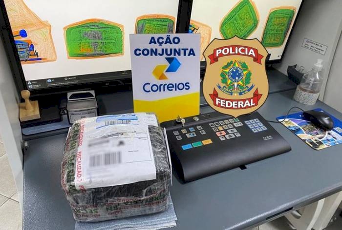 Caixa contendo 1,96 kg de maconha