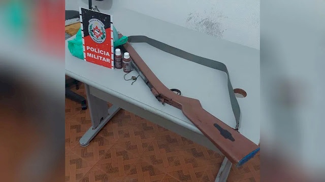 Arma de fogo apreendida pela Polícia Militar