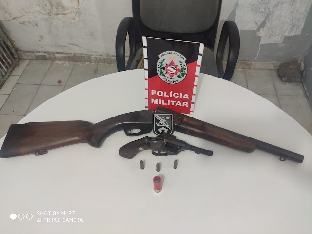 Armas de fogo apreendidas pela polícia militar em Sousa 