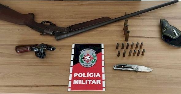 Armas de fogo e munições apreendidas pela PM