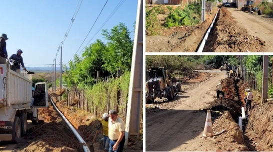 Obra de esgotamento sanitário da rua que dará acesso nova creche municipal em Marizópolis