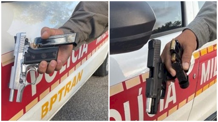 Pistolas apreendidas pela BPTran em João Pessoa 