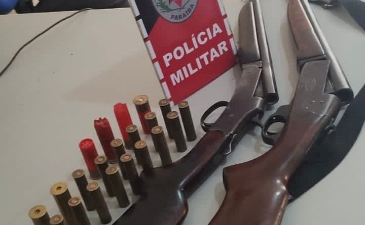 Espingardas apreendidas pela polícia militar em Curral Velho 
