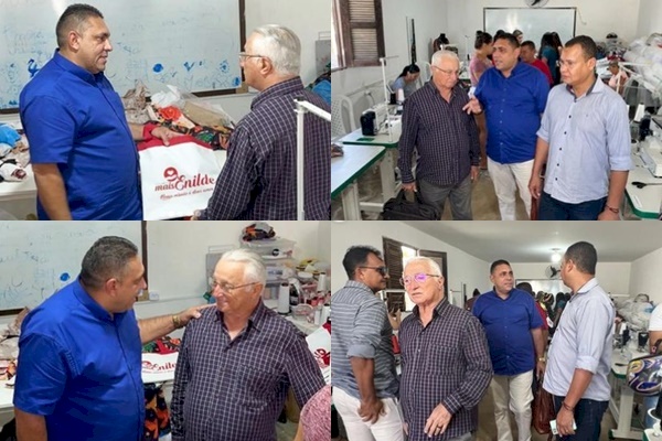 Visita do Secretário de Agricultura Familiar do Estado, Frei Anastácio ao ateliê do Projeto Costureiras do Canto, em Aparecida 