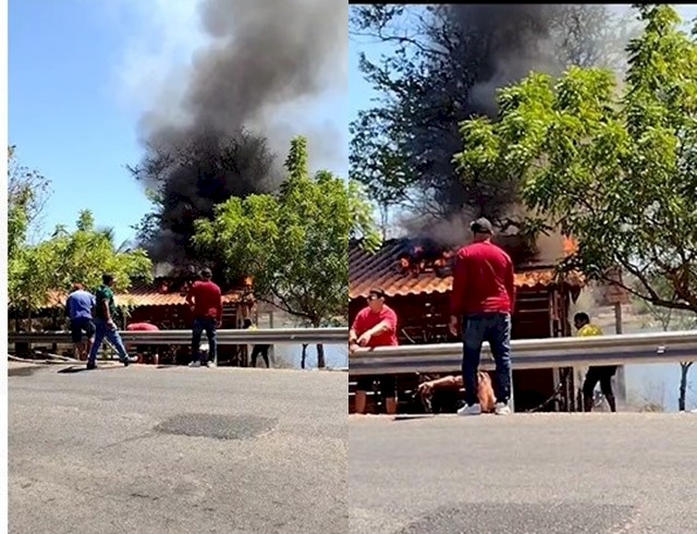 Barroco em chamas as margens do açude em São Gonçalo