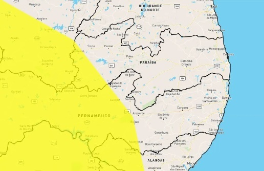Inmet emite alerta de perigo potencial de chuvas intensas para quase 30 cidades da P