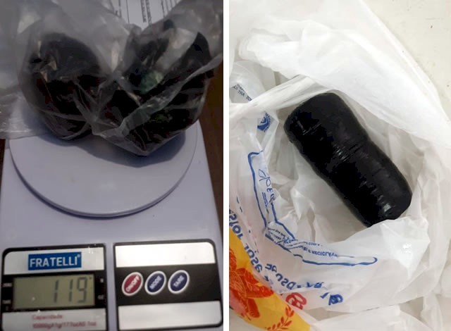 Drogas apreendidas em poder de mulher, durante fiscalização no Presídio Padrão de Cajazeiras 