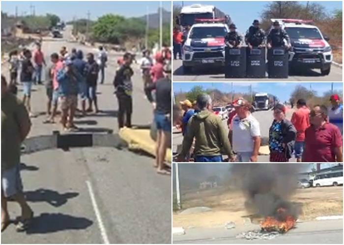 Rodovia PB-325 bloqueada pelos moradores de Jericó