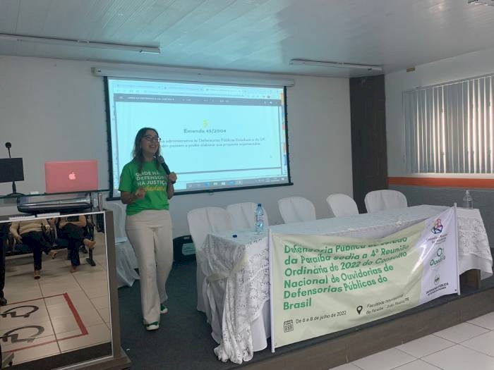 Palestra proferida pela presidente da Associação Nacional das Defensoras e Defensores Públicos, Rivana Ricarte