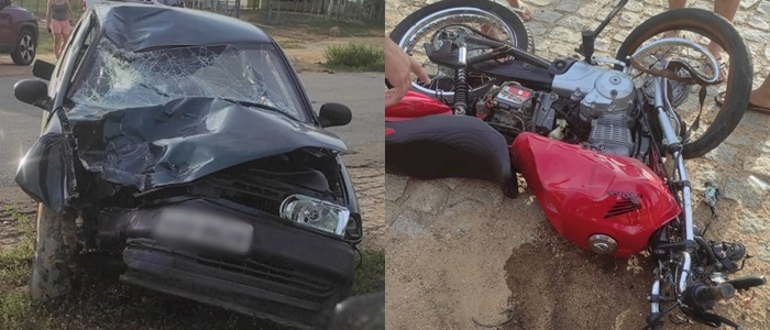 Carro e Moto envolvidos no acidente com vítima fatal em Brejo do Cruz 
