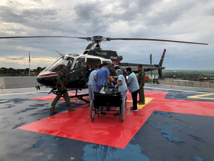 Transferida pelo resgate aeromédico para o Hospital Metropolitano