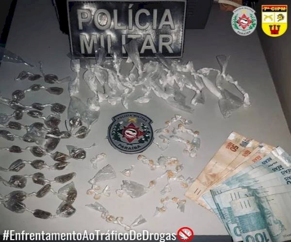 37 porções de maconha, 51 pedras semelhantes a crack e 24 porções de cocaína