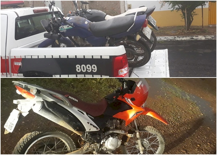 Motocicletas apreendidas pela Polícia Militar na cidade de Sousa