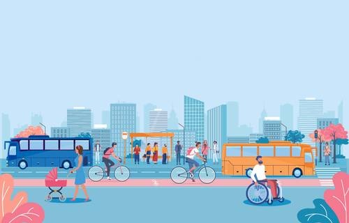 ônibus de transporte público modernos