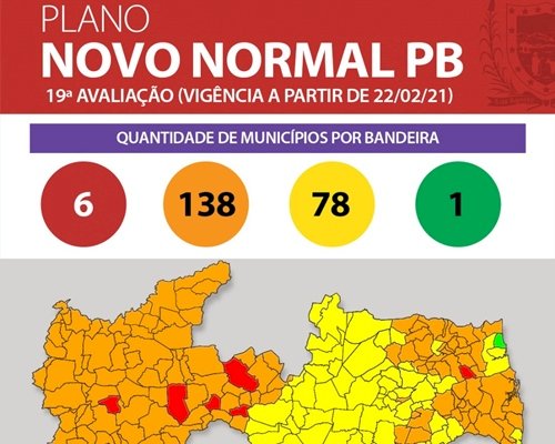 A Paraíba tem 62%  das Cidades em Bandeira laranja no Plano Novo Normal; Confira 