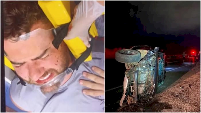  Cantor Zé Neto sofre acidente de carro no interior de MG