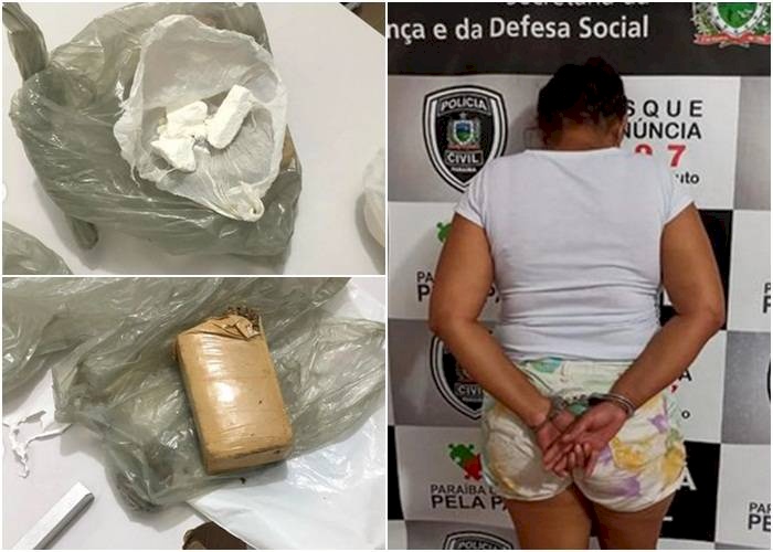 Mulher presa com maconha e cocaína em Patos