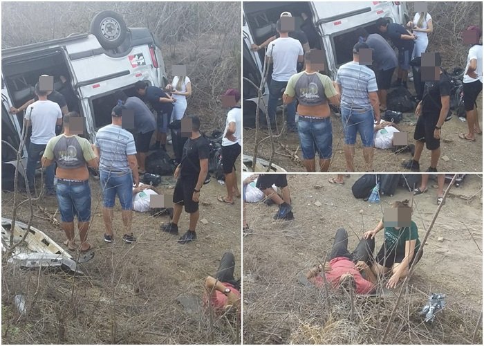 Veículo com equipe de Gusttavo Lima capota, após show na cidade de São Bento, no Sertão paraibano