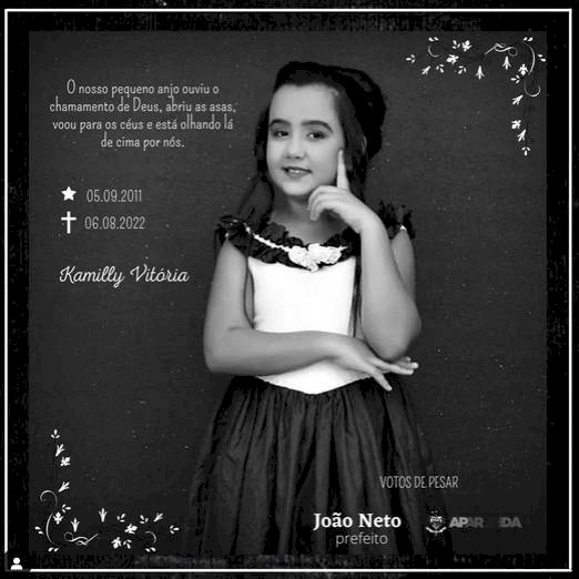 Nota de pesar pelo falecimento da menina, Kamilly Vitória