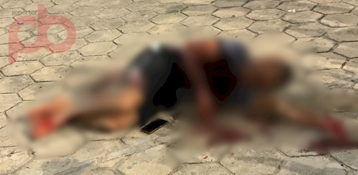 Imagem da cena do crime de homicídio, no Centro de Pombal 