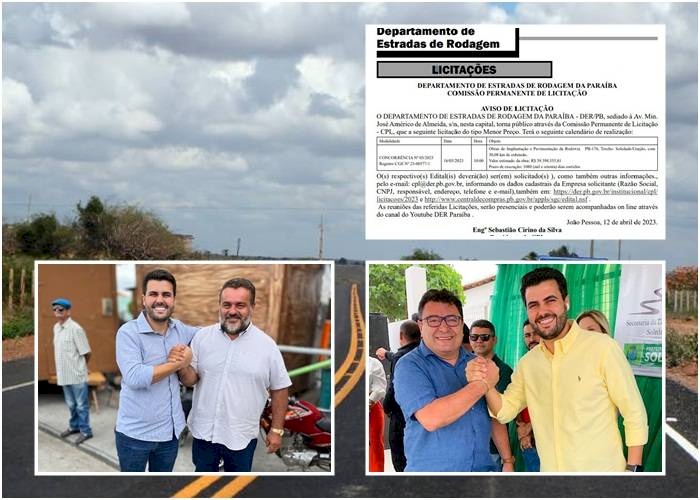 Abertura de licitação para obras da PB-176, que liga os municípios de Soledade e Gurjão