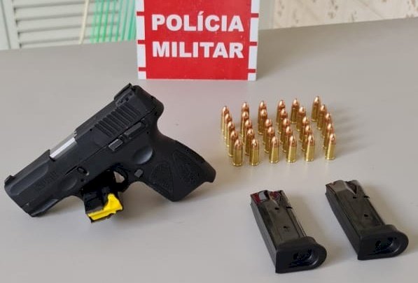 Pistola e munições são apreendidas pela polícia militar durante Operação Nômade, em Pombal 
