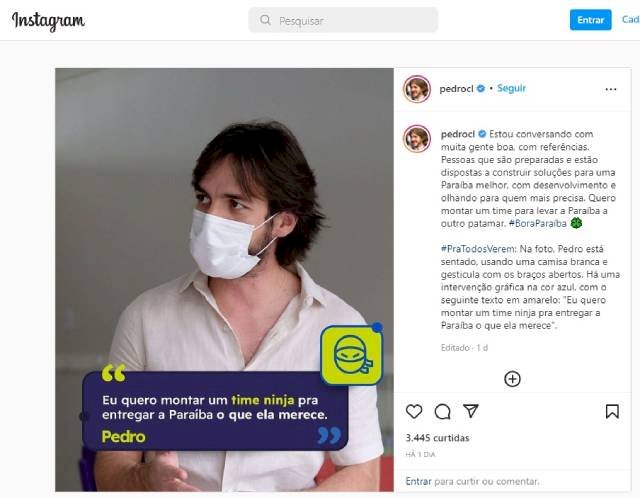 Declaração de Pedro Cunha Lima se eleito terá “Ninjas” no Palácio da Redação é criticada por analista politico 