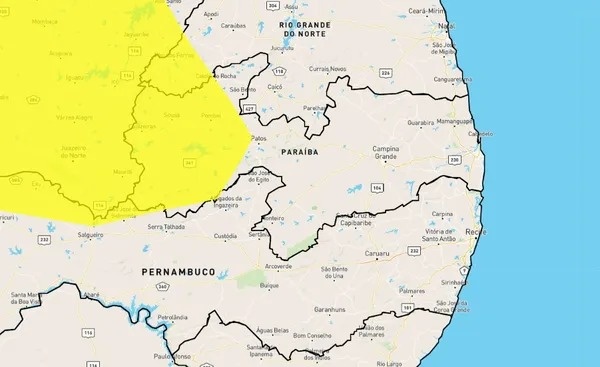 Alerta emitido pelo inmet