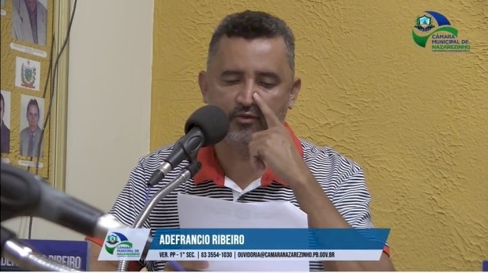 Vereador, Líder da Oposição em Nazarezinho, Adefrâncio Ribeiro