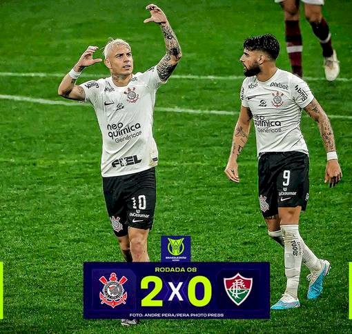 Corinthians ganhou de 2 a 0 do Fluminense, em São Paulo