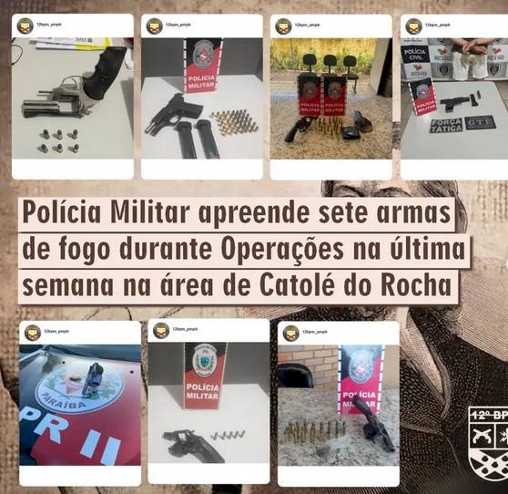 BALANÇO FINAL - PM apreende sete armas de fogo na última durante Operações na área de Catolé do Rocha