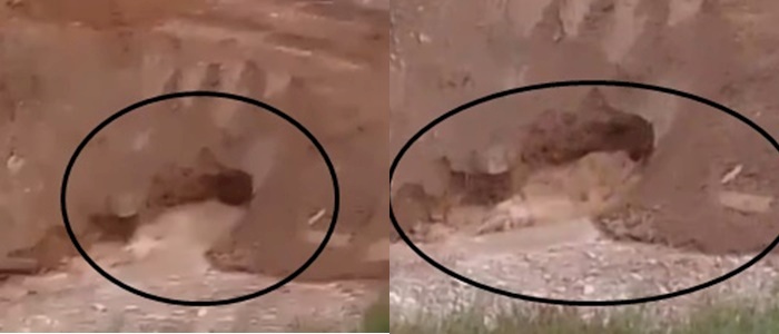 Vazamento na parede do açude de Boqueirão, em Cajazeiras 