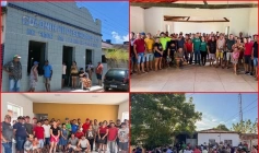 Jutay Meneses ao lado de pescadores